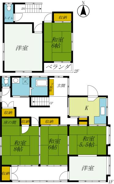 日光市足尾町　2階建て5K 間取り図 