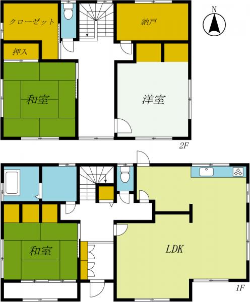 日光市文挾町　2階建て3LDK+S 間取り図 