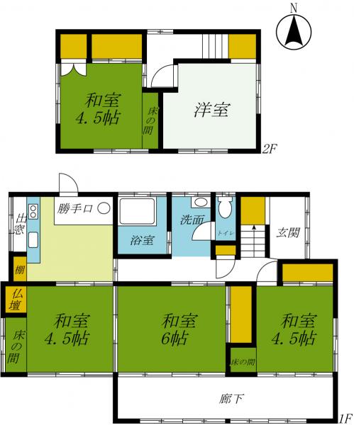 日光市宝殿　2階建て5DK 間取り図 