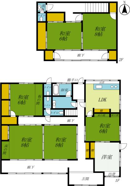 栃木市平柳町　2階建て7LDK 間取り図 