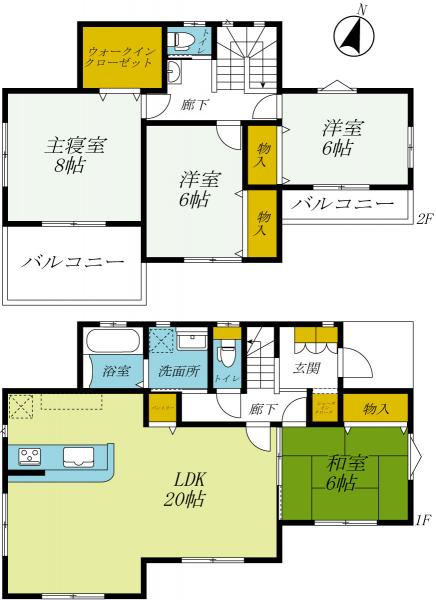 那須塩原市二区町　2階建て4LDK　2016築 間取り図 