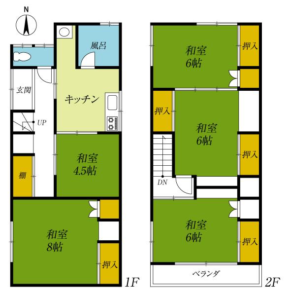 宇都宮市六道町　2階建て5K 間取り図 