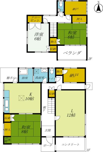 鹿沼市北赤塚町　2階建て3SLK 間取り図 