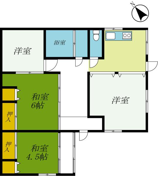那須郡那須町豊原甲　平屋4DK　豊原駅まで約350ｍ 間取り図 