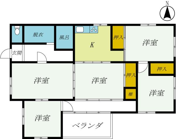 宇都宮市道場宿町　平屋5K 間取り図 