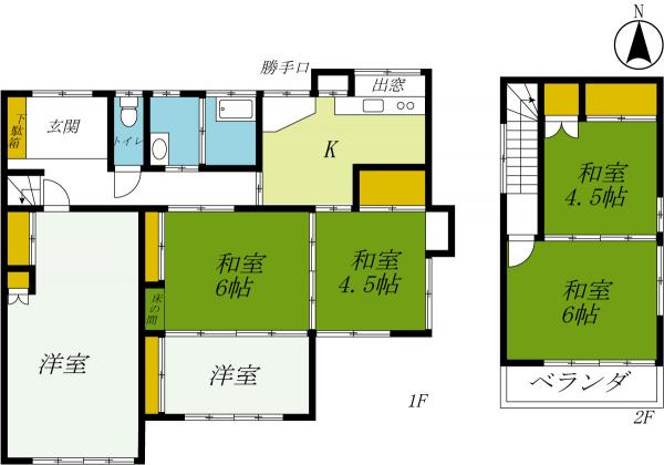 佐野市上台町　2階建て6K　駅近 間取り図 