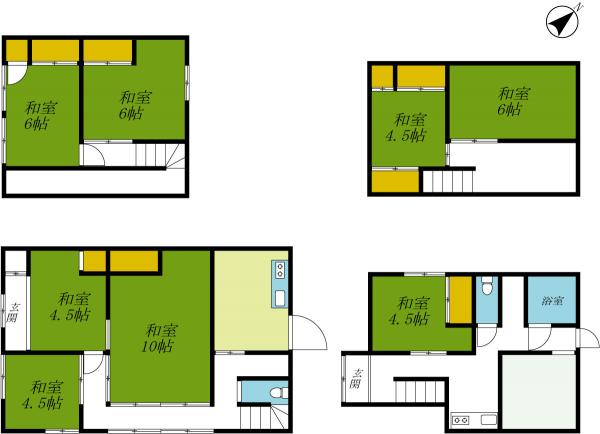 大田原市城山　2階建て5K＋2階建て4K 間取り図 