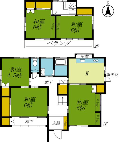 栃木市本町　2階建て5K 間取り図 