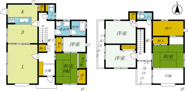 那須塩原市三区町　2階建て5LDK＋納戸 間取り図 