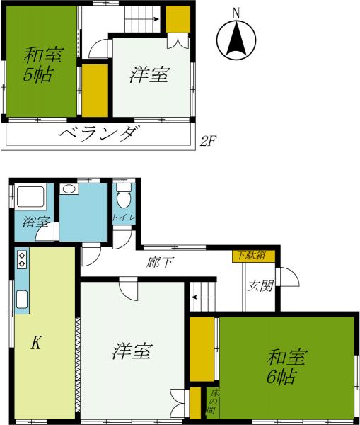 佐野市若宮下町　2階建て4K 間取り図 