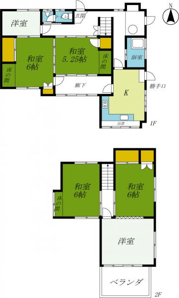 栃木市岩舟町静和　2階建て6K　静和駅まで徒歩約3分 間取り図 