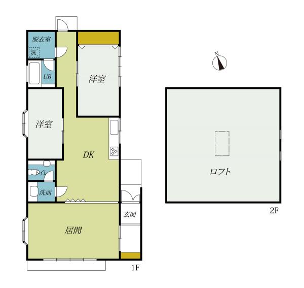 さくら市喜連川　平屋2LDK＋ロフト 間取り図 