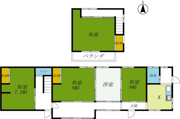 宇都宮市北一の沢町　2階建て5K 間取り図 