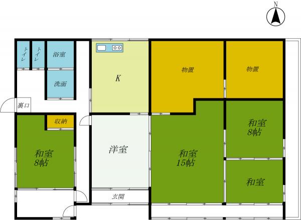 矢板市上太田　平屋5K　古民家風 間取り図 
