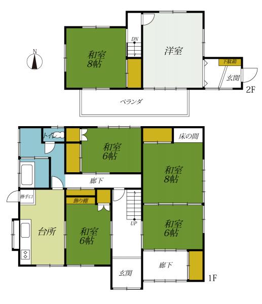 日光市岩崎　2階建て6K　文挾駅まで約600ｍ 間取り図 