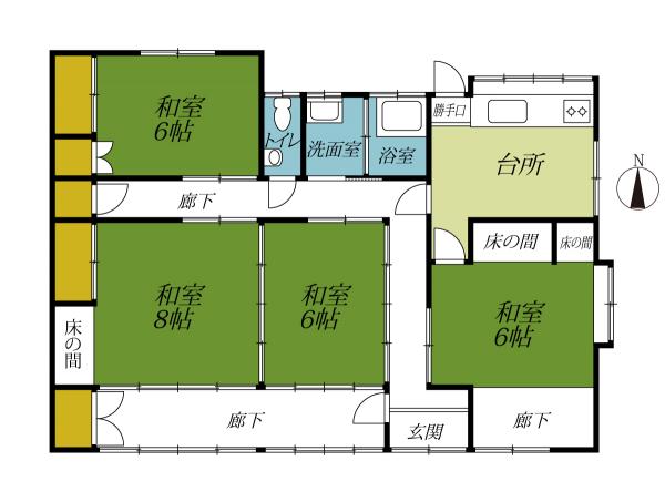 栃木市旭町　平屋4K　栃木駅まで徒歩約10分 間取り図 