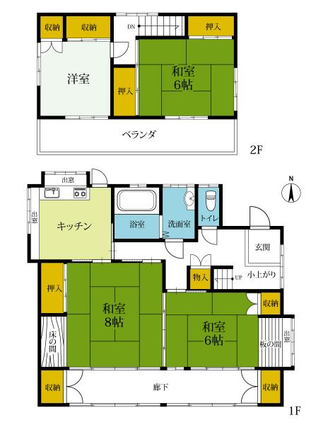 日光市猪倉　2階建て４DK 間取り図 
