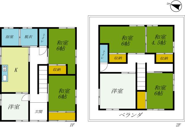 日光市川治温泉川治　2階建て7DK 間取り図 
