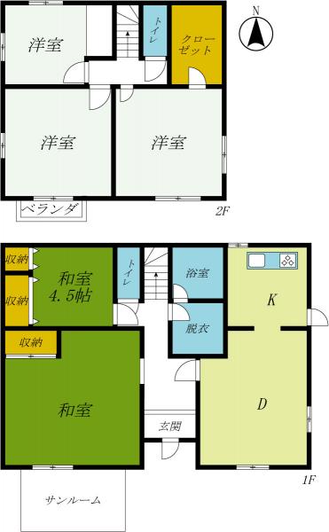 那須塩原市板室　2階建て5LDK　喧騒を離れた穏やかな家 間取り図 