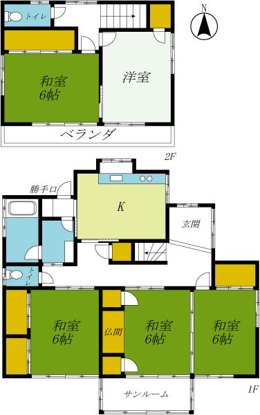 日光市木和田島　2階建て　5DK　暮らしに癒しを 間取り図 