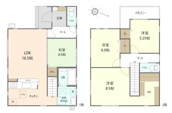 早良区野芥6丁目　中古戸建 間取り図 