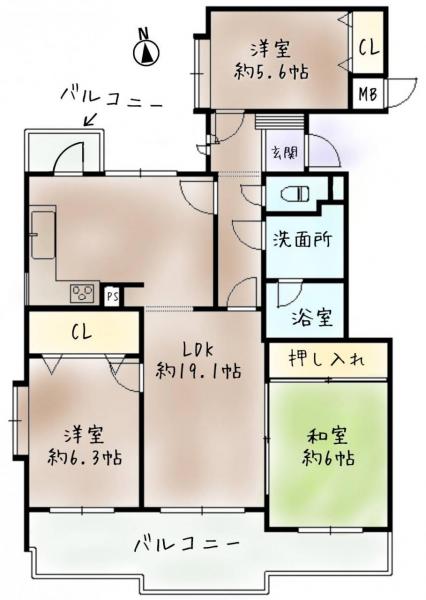KBCマンションユーハイム百道 間取り図 