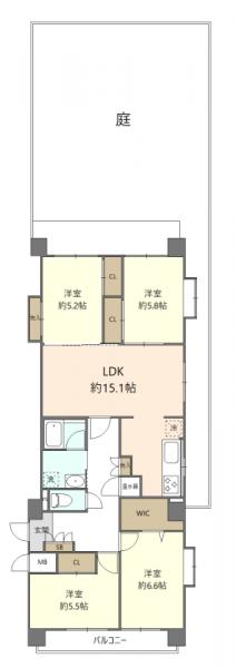 三井西新ハイツ 間取り図 