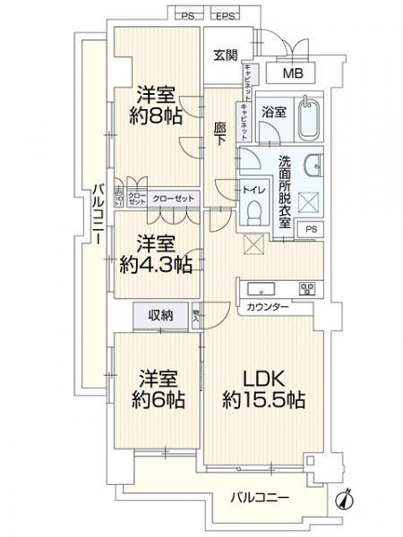 アクロス小幡西館 間取り図 
