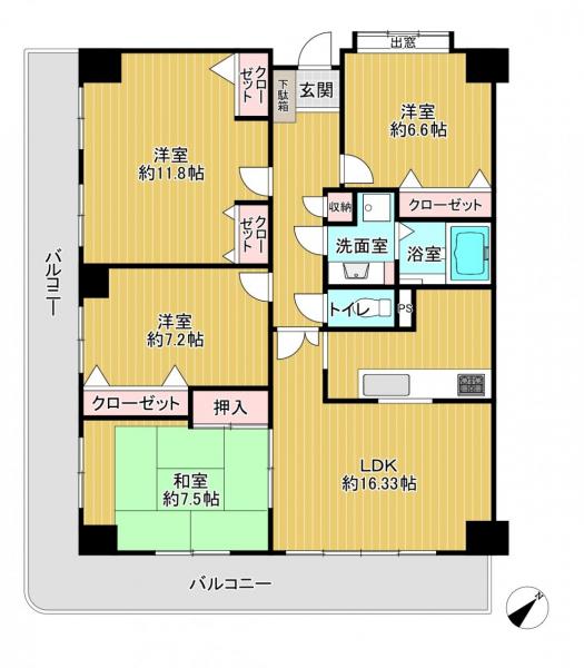 富国パルメゾン別府弐番館 間取り図 