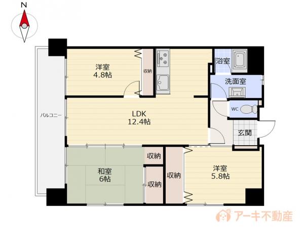 中古マンション 岡山市南区豊成３丁目 岡山電軌清輝橋線清輝橋駅 1,350万円
