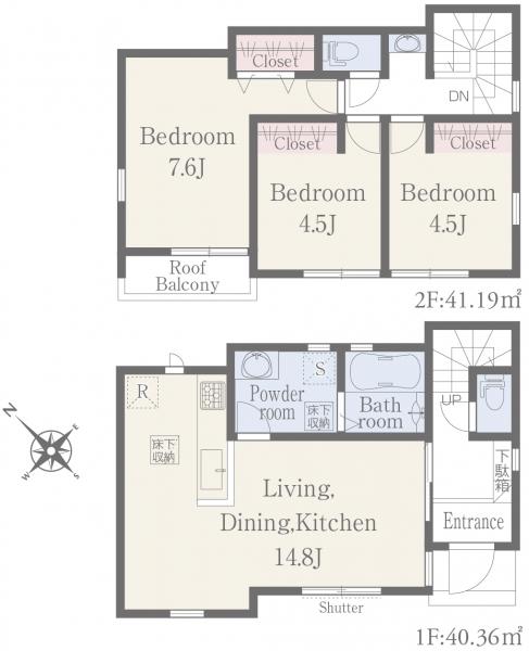館山市館山　新築戸建　1号棟 間取り図 