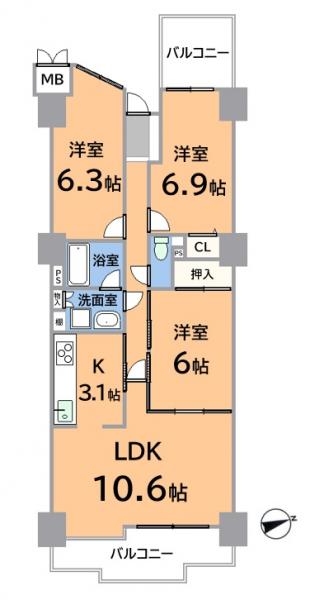 星ヶ丘スカイマンション 間取り図 