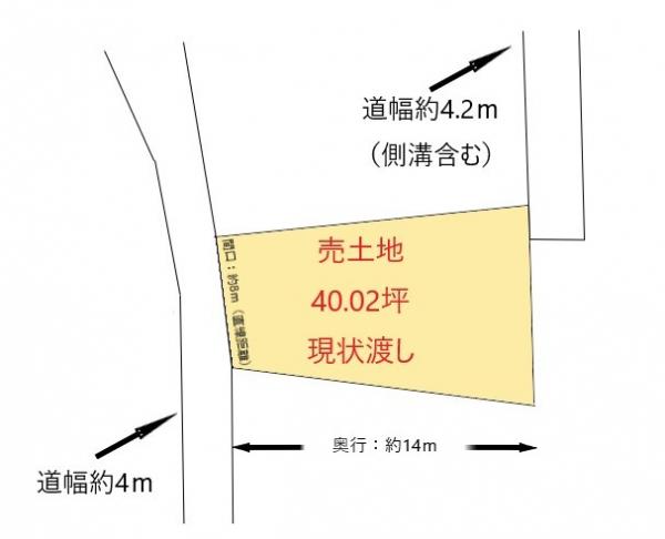 北秦泉寺　建築条件なし売土地　現状渡し 区画図 