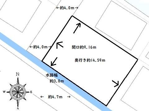 竹島町860万　建築条件なし40坪の売地 区画図 