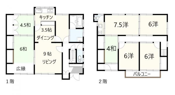 築99年古民家風平家付き　本宮町中古 間取り図 