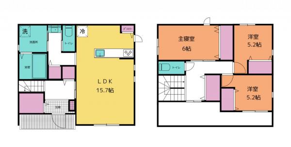 鴨部1号地　建築条件付き売り土地 参考プラン間取図