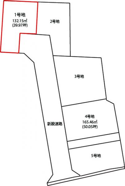 鴨部1号地　建築条件付き売り土地 区画図 