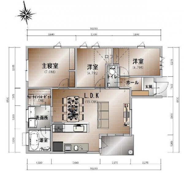 南国市大そね甲　A号地　3880 間取り図 