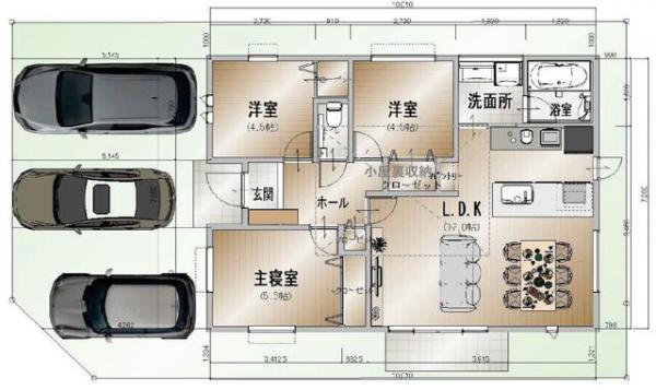 南国市大そね甲　B号地　3980 間取り図 
