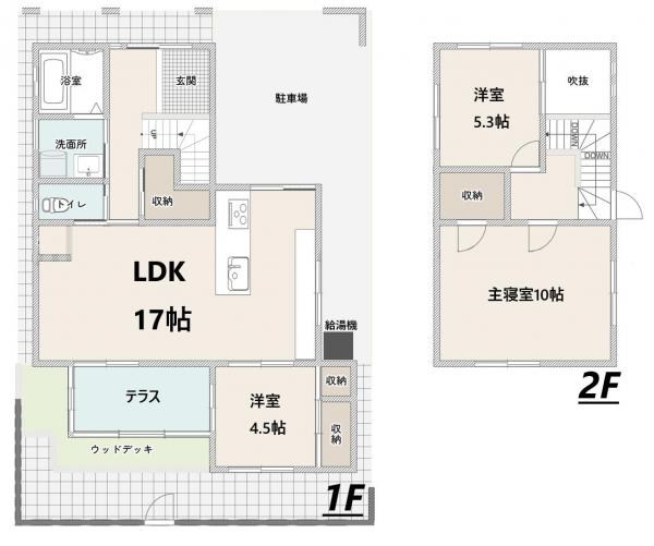 高須東町 テラス付き開放感ある 中古住宅 間取り図 