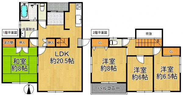 草津市青山4丁目　中古戸建 間取り図 