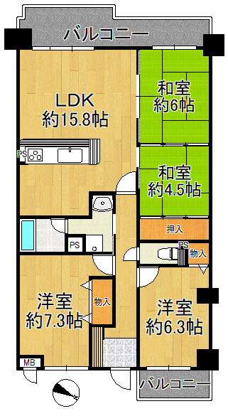 ライオンズマンション大津秋葉台 間取り図 