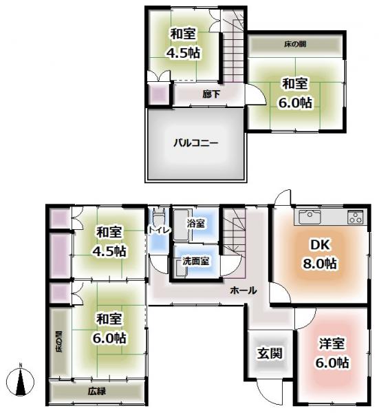総社市清音三因　中古戸建 間取り図 