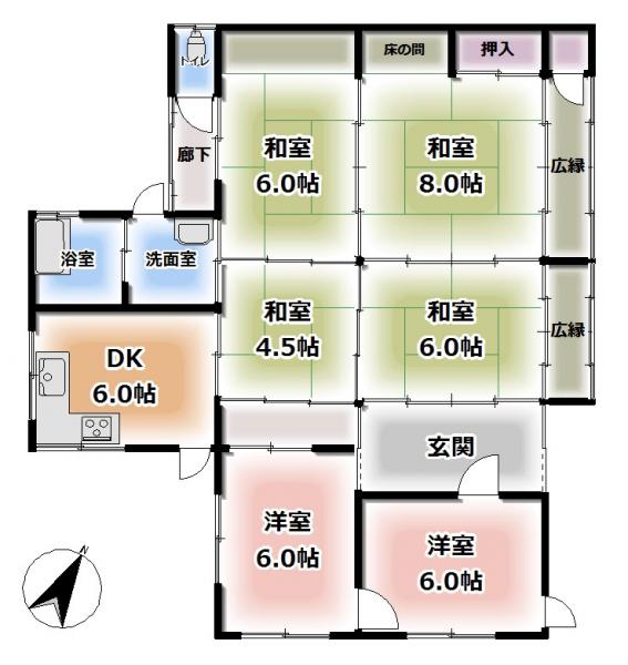 総社市槇谷　中古戸建 間取り図 