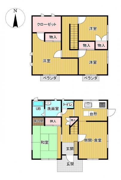 倉敷市連島町連島　中古戸建 間取り図 