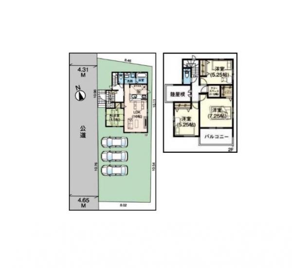 倉敷市上富井2期 1棟　新築建売 間取り図 