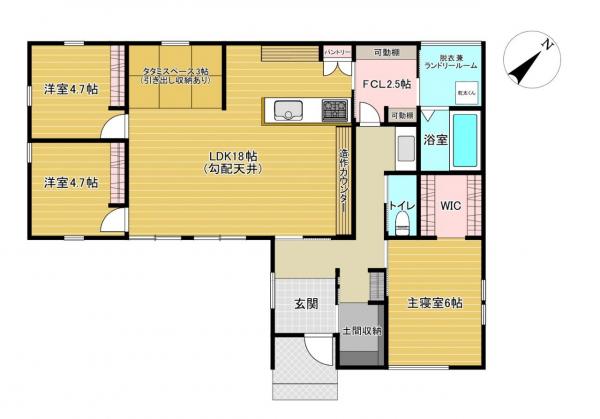 岡山市東区広谷　平屋モデルハウス 間取り図 