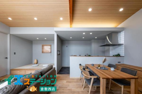 岡山市東区広谷　平屋モデルハウス リビングダイニング