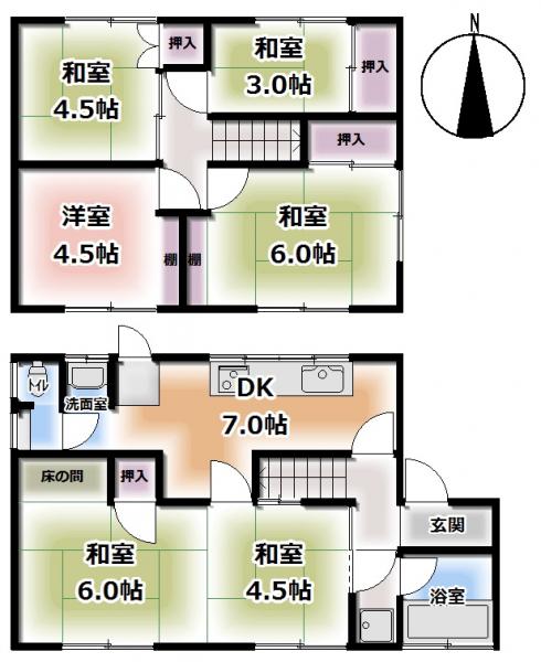 総社市秦　中古戸建 間取り図 