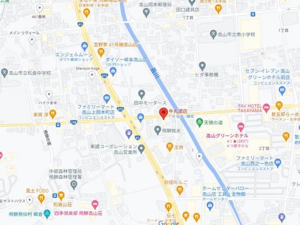 高山市上岡本町1丁目 事業用土地 159.11坪 更地渡し可 現地案内図 